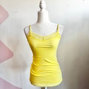 Yellow Lace Trim‎ Tank Top, Fairycore Coquette Y2K 2000s Small